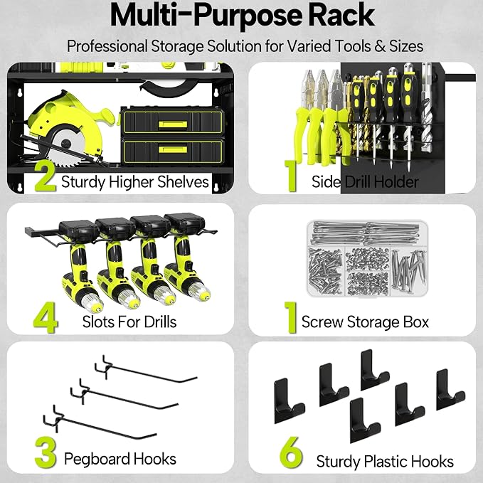 3 Layer Heavy Duty Power Tool Organizer Wall Mount - Image 5