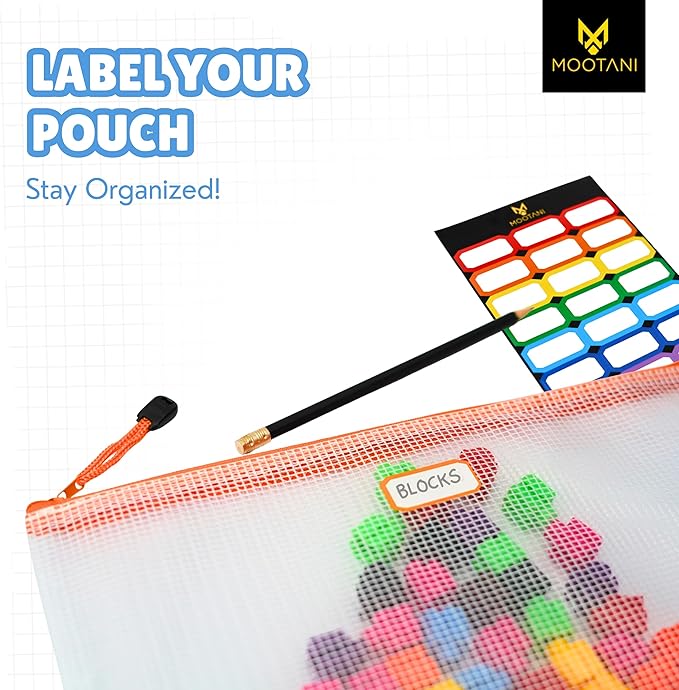24 Pcs Mesh Zipper Pouch Bags A3 Inches Large Waterproof, Reusable Zipper Bags - Image 4