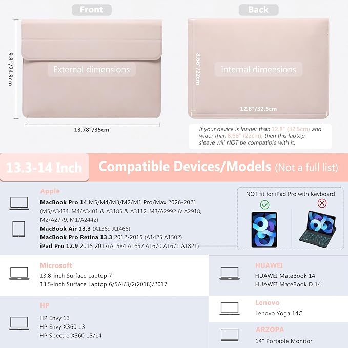 HYZUO 13.3-14 Inch Laptop Sleeve Case - Image 6