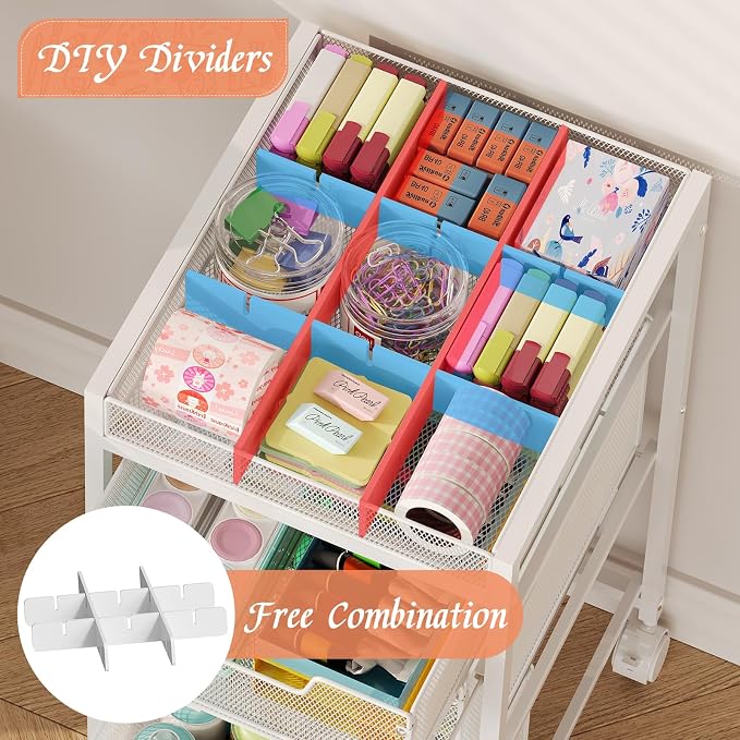 Rolling Utility Cart with 4 Drawers, Craft Organizer and Storage Carts with DIY - Image 5