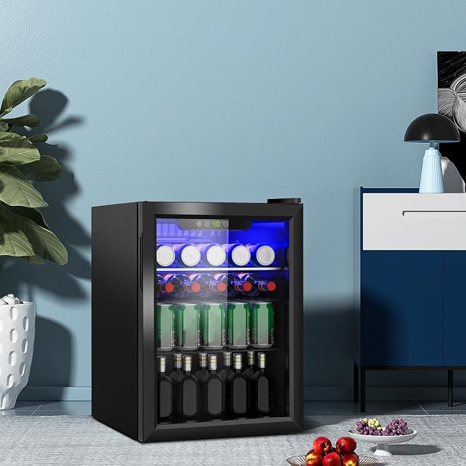 Beverage Refrigerator Cooler, 95 Can Mini Fridge Glass Door - Image 6