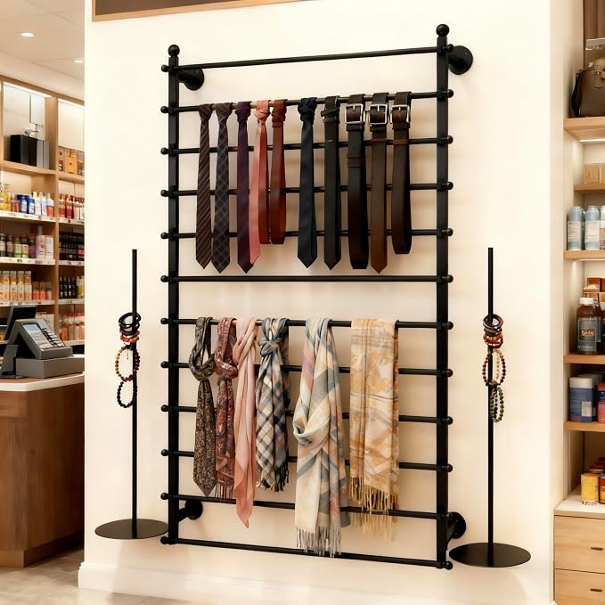 12 Layers 80cm Black Wall Display Stand Wrapping Paper Ribbon Organizer Tie - Image 4