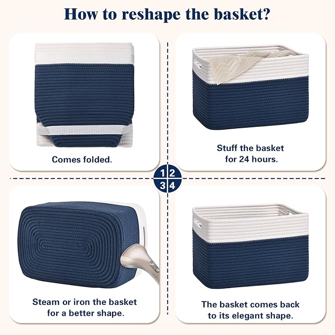 Storage Baskets for Organizing, 4 Pack Storage Baskets for Shelves, Woven - Image 8