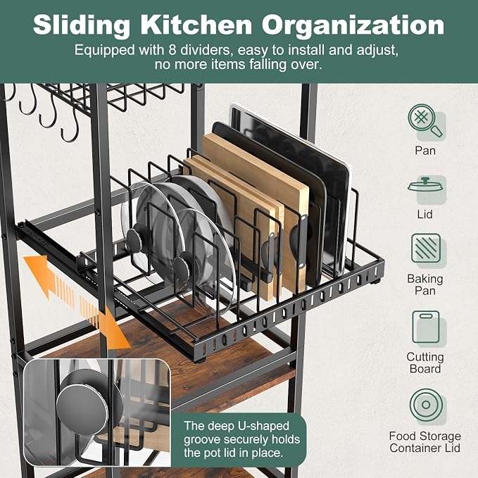 Housolution 5 Tier Kitchen Rolling Cart, Storage Cart - Image 5