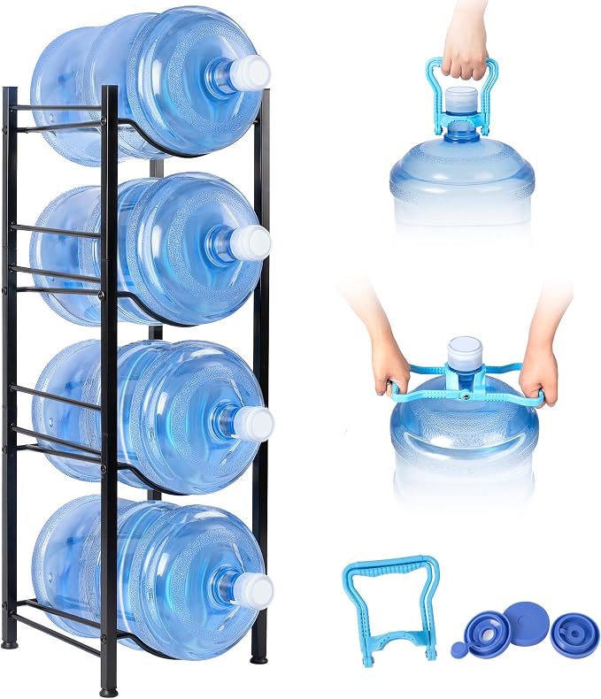 Klvied 5 Gallon Water Jug Holder, 4-Tier Heavy Duty Water Jug Rack by Klvied