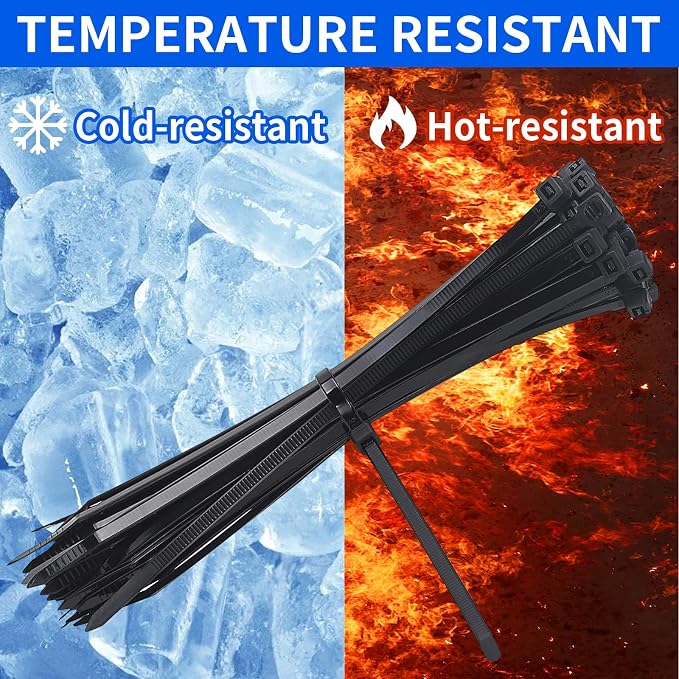 1000PCS Zip Ties 12 Inch Heavy Duty 50lbs UV Resistant Zip Black Cable Straps - Image 6