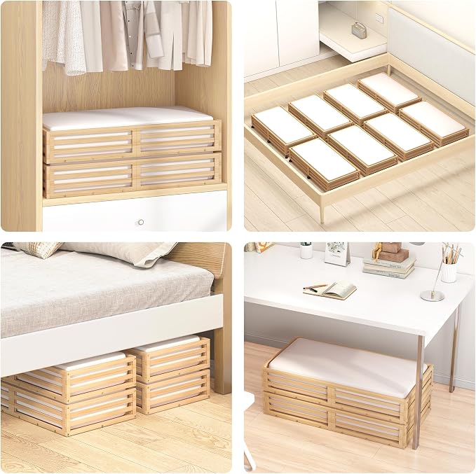 Wisuce Bamboo Under Bed Storage Containers- Underbed Organizer - Image 5