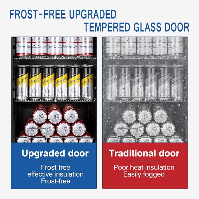 17Inch Beverage Refrigerator and Cooler Freestanding, 96 Cans Mini Fridge - Image 7