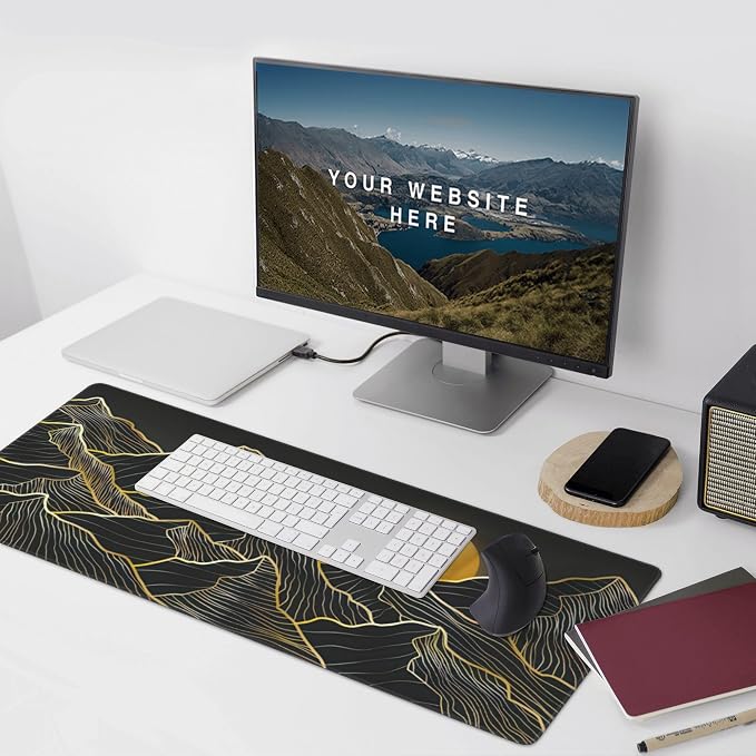 Mountain Line Art Large Mouse Pad, Vintage Aesthetic Gaming Desk Mat, XXL - Image 9