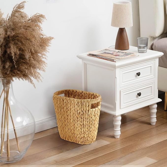 GREENATURAL Wicker Trash Can, Handwoven Water Hyacinth Waste Basket, Wicker - Image 2