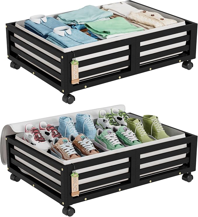 Wisuce Bamboo Under Bed Storage Containers- Underbed Organizer - Image 8