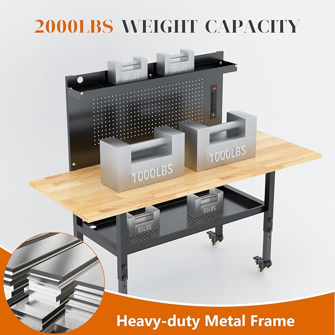 60" Heavy Duty Adjustable Workbench - Image 5
