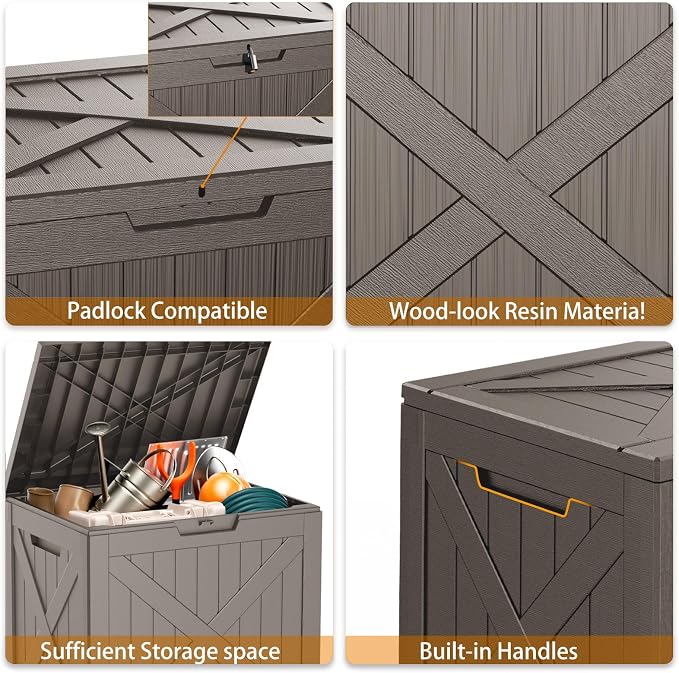 38 Gallon Outdoor Deck Box, Storage Lockable Waterproof Patio Furniture - Image 6