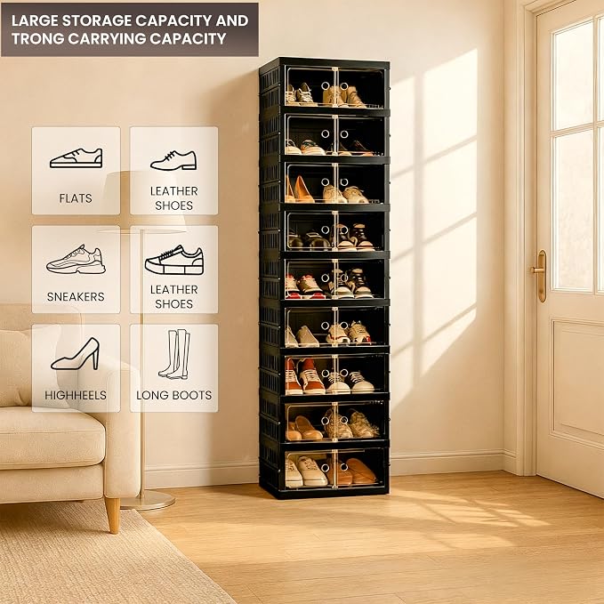 Foldable Shoe Organizer Storage Box, Portable Extra Large Folding Shoe Rack - Image 5