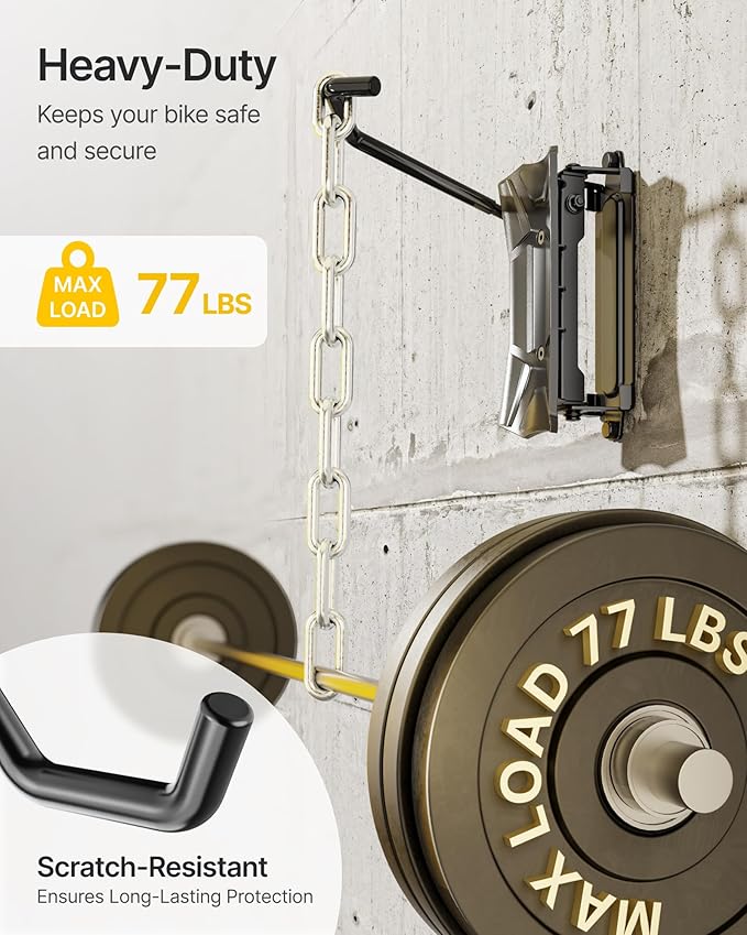 monTEK Bike Wall Mount for 4.5" Tire Width, Swivel Bike Wall Hanger Holds Up to - Image 4