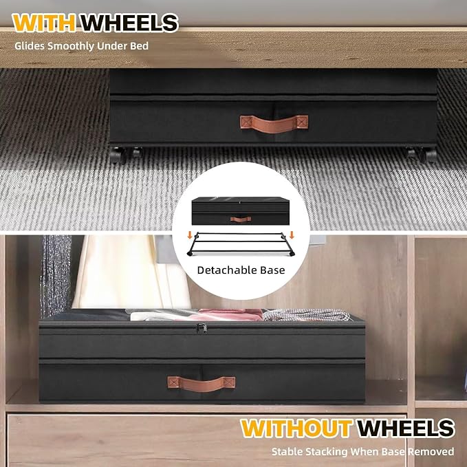 Under Bed Storage with Wheels, 2 Pack XXL Rolling Storage Containers - Image 6