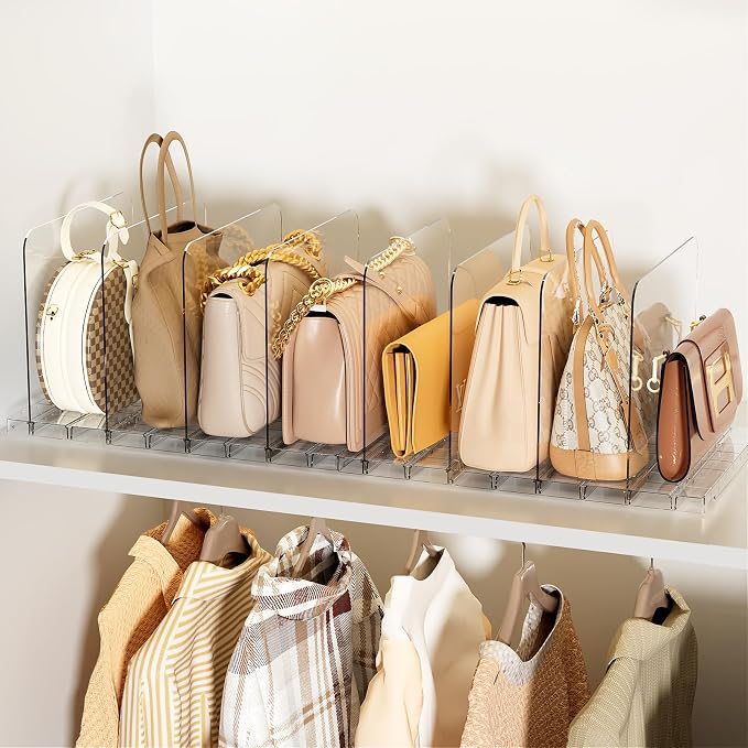 Bag & Purse Organizer for Closet Stackable Acrylic Shelf Dividers for Closet - Image 8