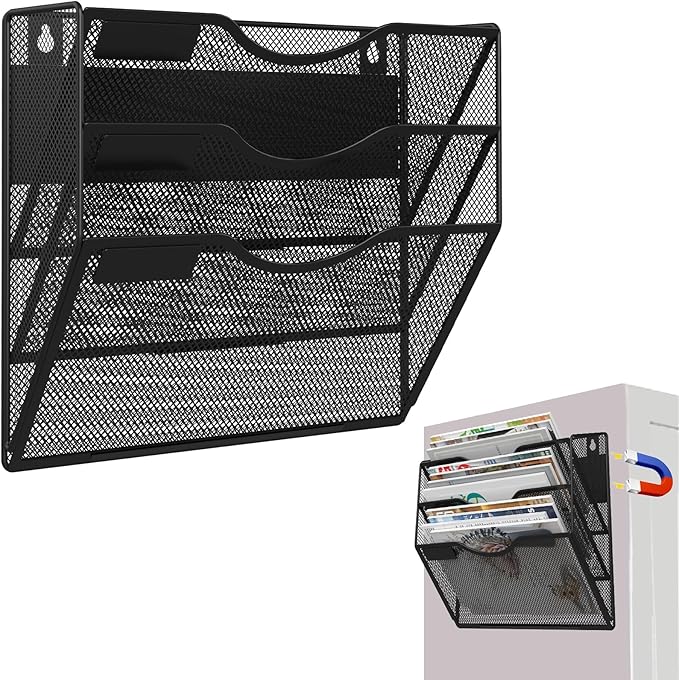 3-Tier Magnetic File Holder, No Drilling Installation File Cabinet Organizer by LQPAFZ