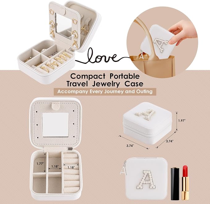 Birthday Gifts for Women, Initial Jewelry Box and Case for Travel, Girlfriend - Image 4