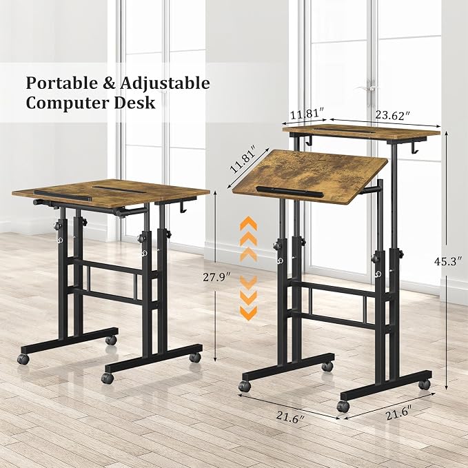 Small Standing Desk with Wheels, Mobile Stand Up Desk, Portable Standing Table - Image 2