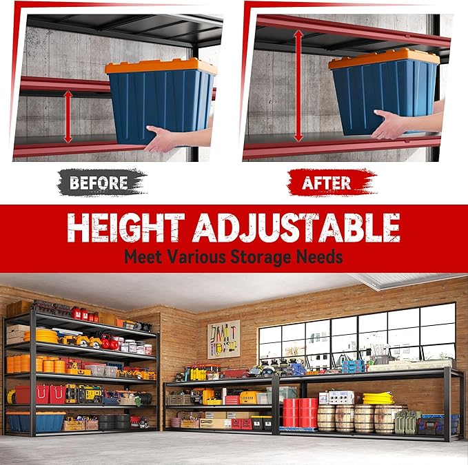 REIBII Garage Shelving 78" H, Storage Shelves Heavy Duty Shelving Unit Load - Image 5