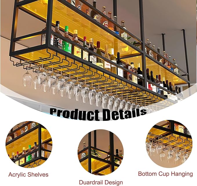 39.3IN Acrylic Ceiling Wine Glass Rack - Image 5