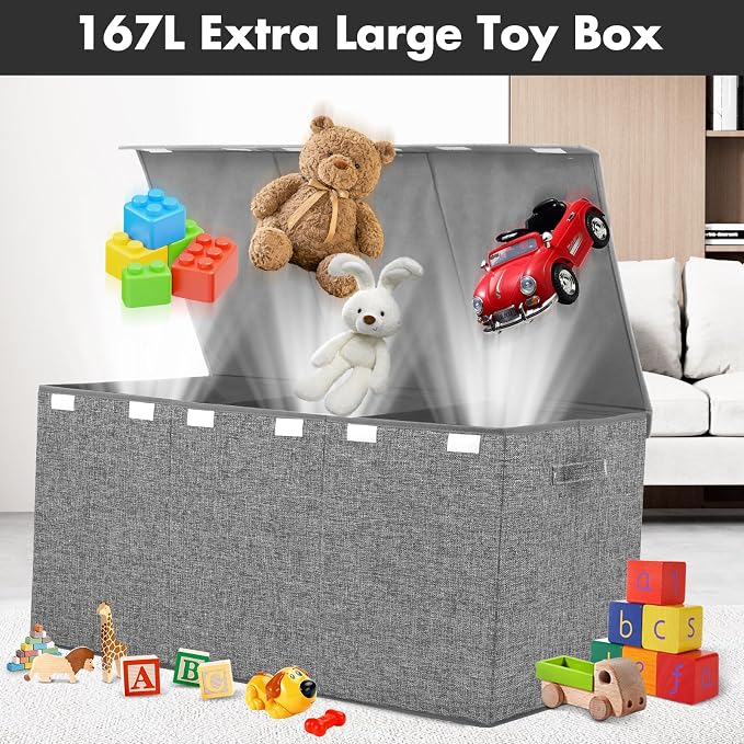 Extra Large Toy Box 167L, Sturdy Toy Storage Chest Organizer Bin Baskets - Image 3