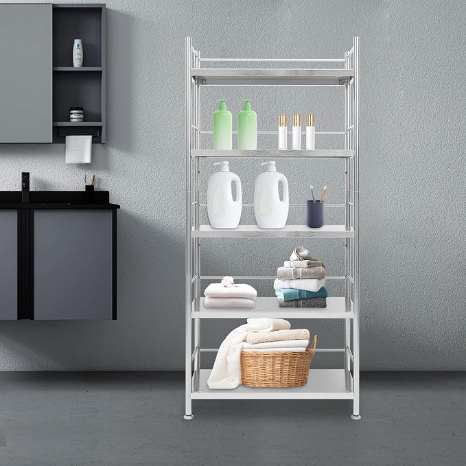 5-Tier Adjustable Rack Storage, Heave Duty Shelf Storage Unit Up to 22lb Each - Image 4