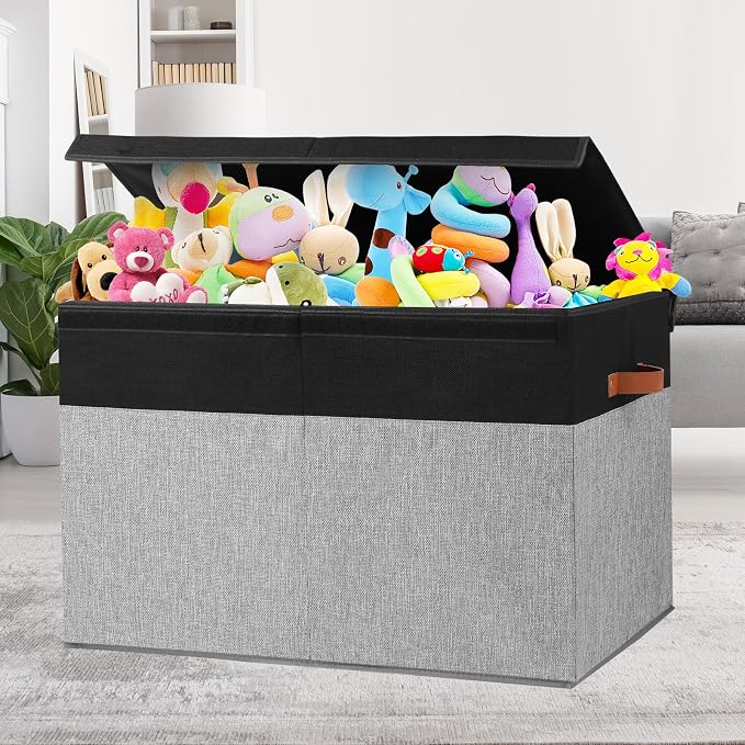 Large Toy Storage Box with Lid, Sturdy Toys Storage Chest Bin Organizer Basket - Image 5