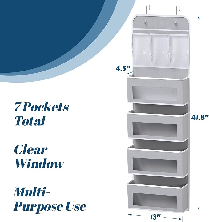 Simple Houseware 4 Clear Window Pocket Over Door Storage Hanging Organizer - Image 2