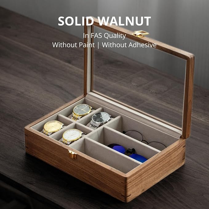 Muso Wood 7 Slot Men's Walnut Watch Box - Image 2