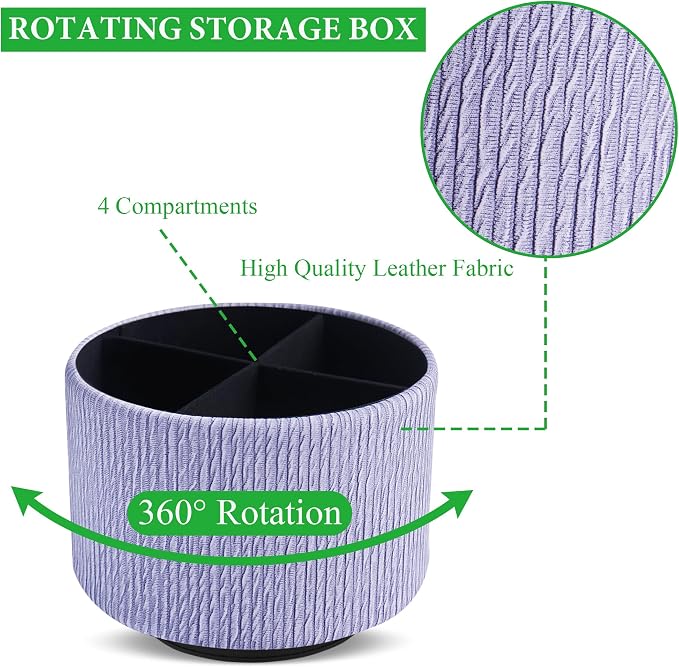 Round Leather Art Supply Organizer, Remote Control Holder, 360 Degree Spinning - Image 3