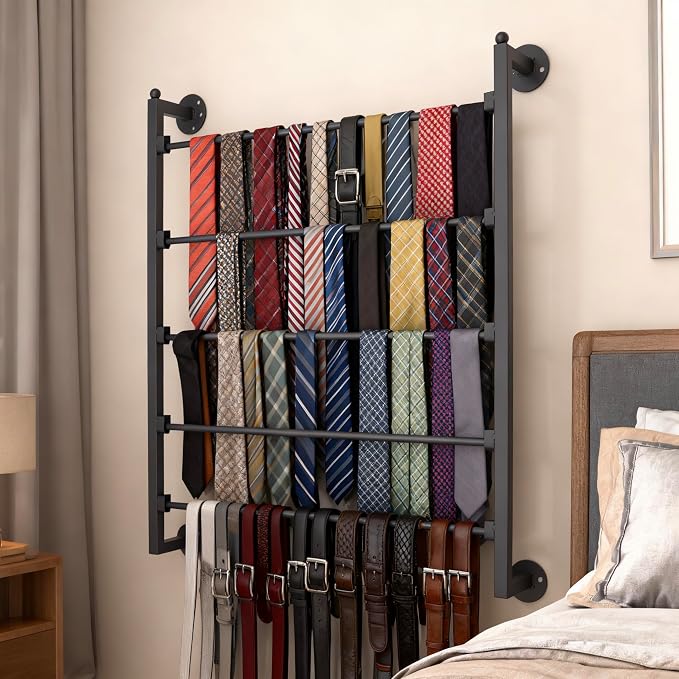 5 Tiers Display Tie & Scarf Rack, Wall Mounted Ribbon Rack Organizer Holder - Image 8