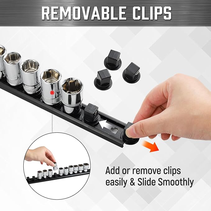 ALOANES 6-Piece Magnetic Socket Organizer, Heavy Duty Aluminum Rails - Image 4