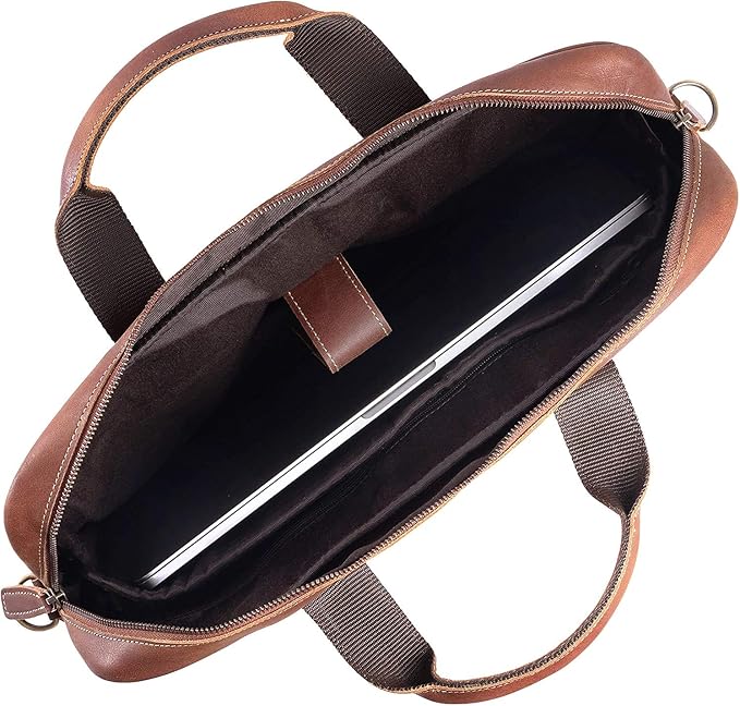 Leather briefcase 18 Inch Laptop Messenger Bags - Image 3