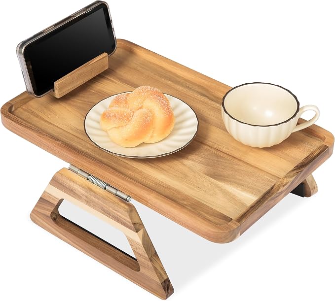 Acacia Wood Arm Table, Couch Arm Tray by VICTORYRELAX