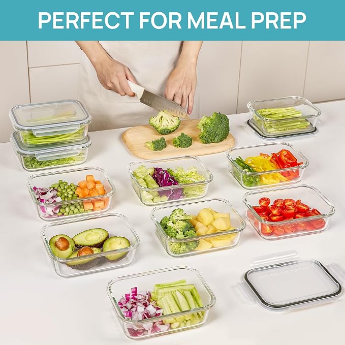Vtopmart 10 Pack 35oz Glass Food Storage Containers - Image 4