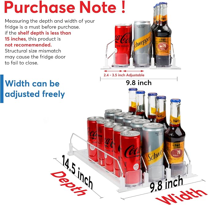 Dwella Drink Organizer for Fridge – 3-Tier Can Dispenser for Fridge, - Image 2
