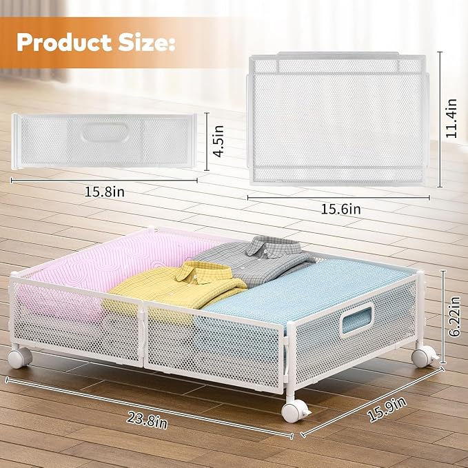 Under Bed Storage with Wheels, Rolling Under Bed Storage Bins - Image 3