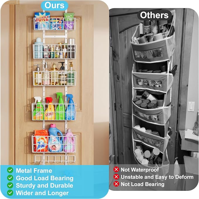 Adjustable Over The Door Organizer, Metal Hanging Door Organizer - Image 3