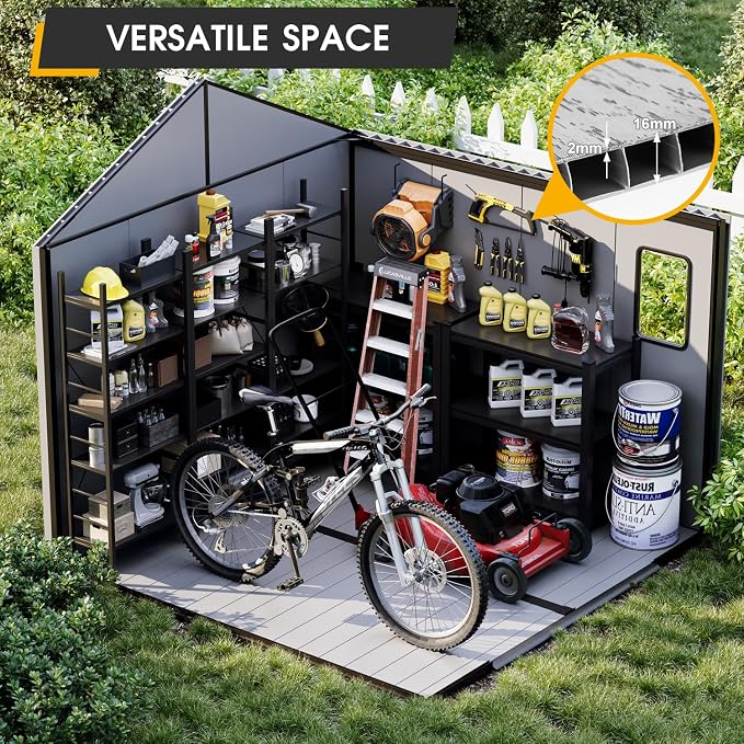 8 x 8 FT Plastic Storage Shed, All-Weather Resin Tool Shed - Image 4