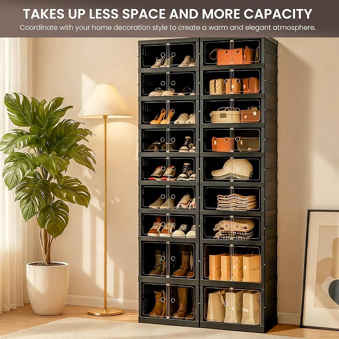 Foldable Shoe Organizer Storage Box, Portable Extra Large Folding Shoe Rack - Image 4