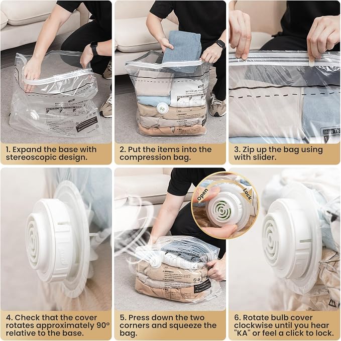 TAILI Cube Vacuum Storage Bags 4 pack, Medium Size, Vacuum Seal Bags - Image 8