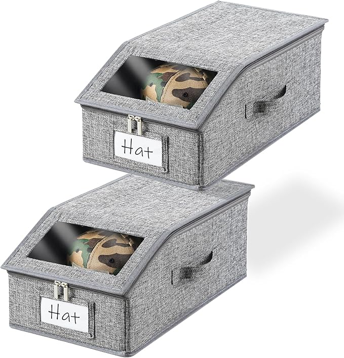2 Pack Grey Hat Organizer for Baseball Cap, Hat Storage for Closet by Euct