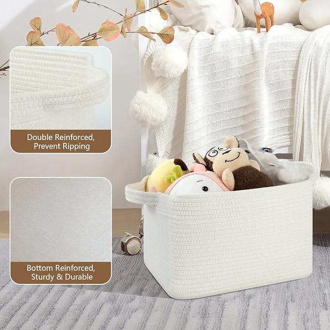Storage Baskets for Organizing, Woven Baskets for Shelves, Rectangle Decorative - Image 3