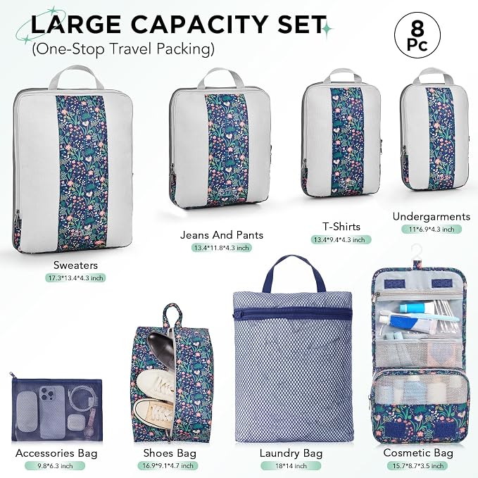 8 Set Compression Packing Cubes - Image 2