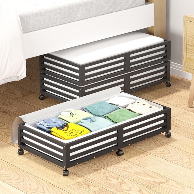 Wisuce Bamboo Under Bed Storage Containers- Underbed Organizer - Image 5