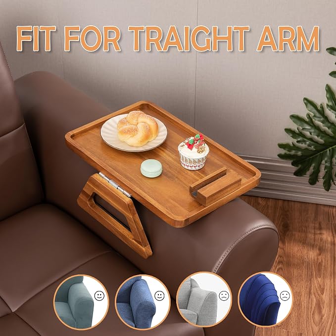Acacia Wood Arm Table, Couch Arm Tray - Image 5