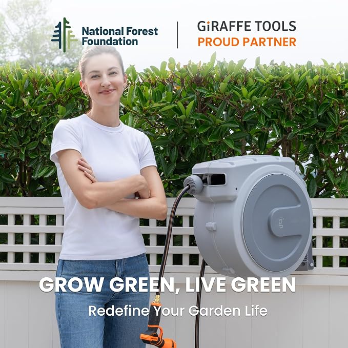Giraffe Tools Retractable Garden Hose Reel, 5/8 in x 90 ft Heavy Duty Hose Reel - Image 6