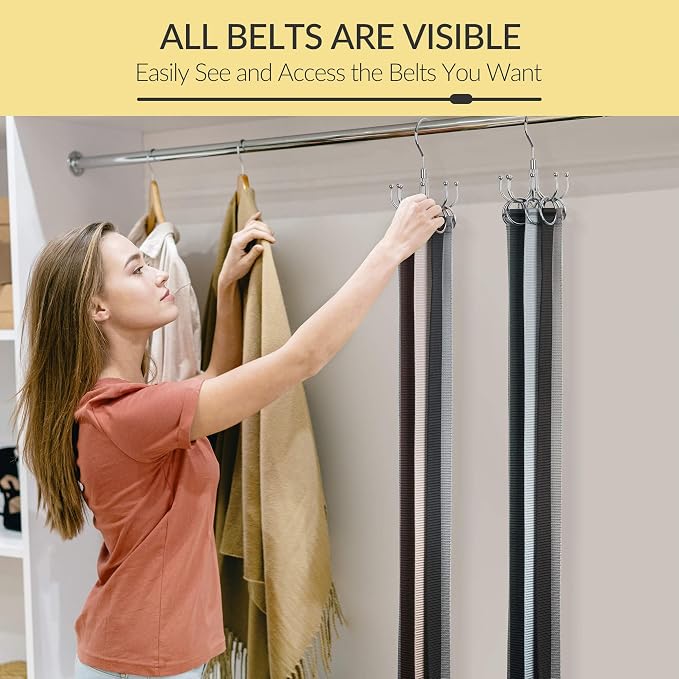 2 Pack Belt Hanger, Space Saving Belt Organizer - Image 4